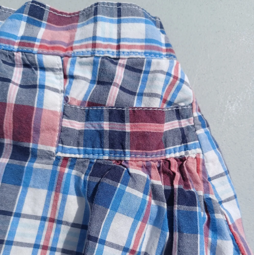 OshKosh B'Gosh Plaid Skort Red White Blue Skirt Girls 6x Pockets Embroidered